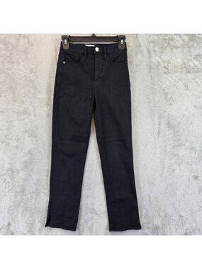FRAME Le Sylvie Crop Jeans Womens 25 Black Dark Wash High Rise Stretch Denim